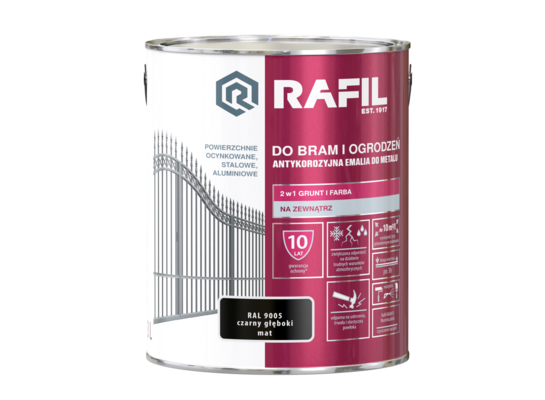 Farba "BRAMA" czarna mat 3 l RAFIL