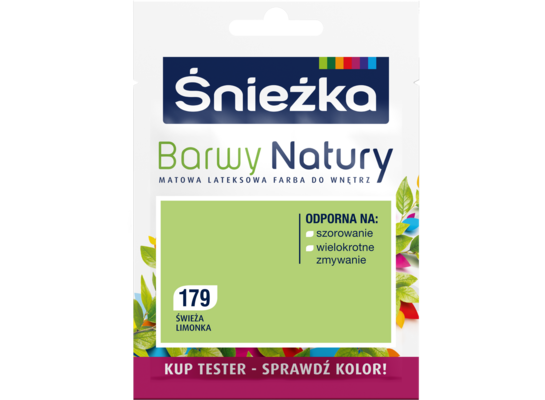 Farba lateksowa Barwy Natury TESTER świeża limonka 179 25 ml Śnieżka