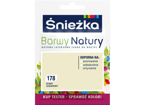 Farba lateksowa Barwy Natury TESTER olejek szałwiowy 178 25 ml Śnieżka