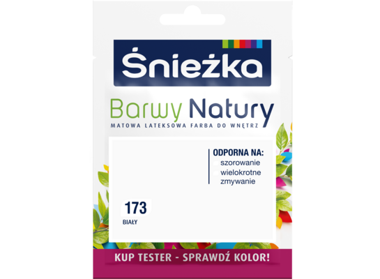 Farba lateksowa Barwy Natury TESTER biały 173 25 ml Śnieżka