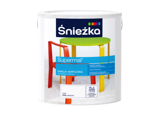 Farba emaliowa Supermal akrylowy A300 Biały półpołysk 2,5 l Śnieżka