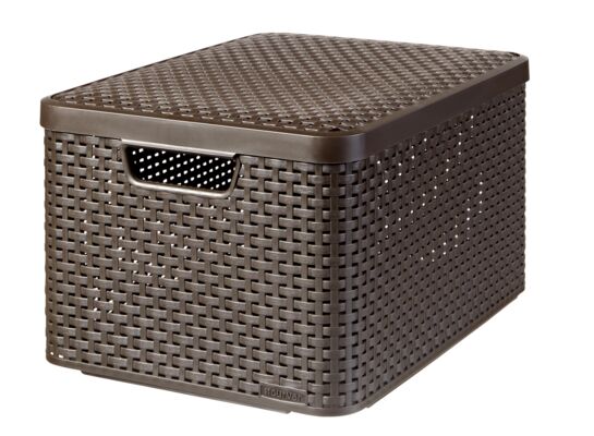 Koszyk z pokrywką Rattan Style 30 l ciemnobrązowy CURVER
