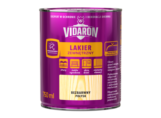 Lakier zewnętrzny bezbarwny 0,75 l VIDARON