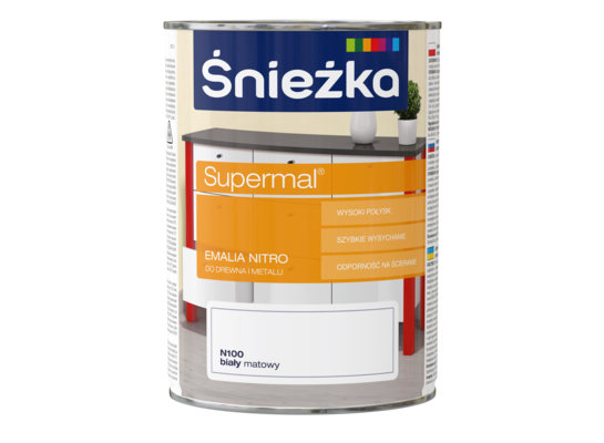 Supermal Emalia Nitro matowa biały N100 0,8 l Śnieżka