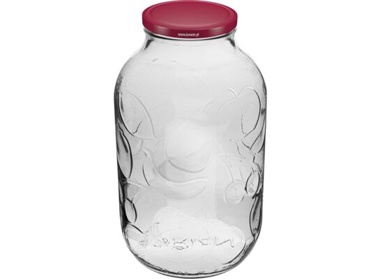 Słój 5 l z ornamentem fi100 zakrętka bordowa