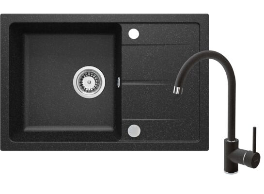 Set zlewozmywak granitowy ZRD 2113 grafit+bateria z wylewką U BEN 262M grafit+osprzęt