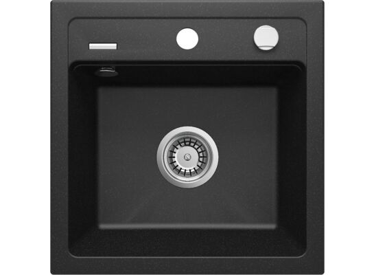 Zlewozmywak ZORBA grafit metalik granit 1K B/O 440 x 440 x 184 mm 3,5" +space saver