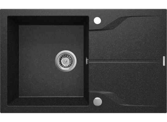 Zlewozmywak ANDANTE grafitowy granit 1K Z/O 780 x 490 x 190 mm 3,5" + osprzęt płaski SS