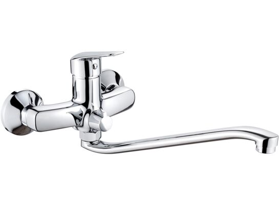 Bateria umywalkowa Boro chrom ścienna z wydłużona wylewką