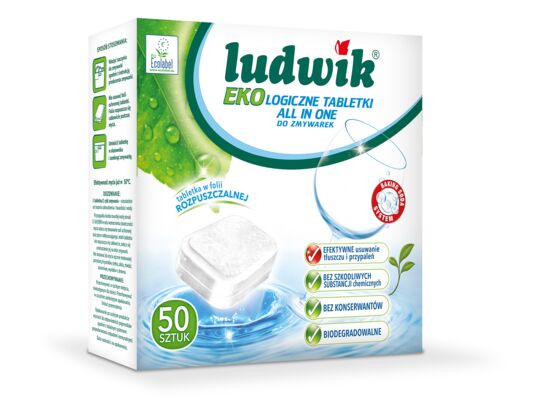 Ekologiczny tabletki all in one do zmywarek 50 szt. 900 g LUDWIK