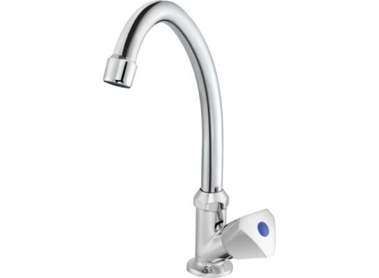 Bateria umywalkowa chrom stojąca z wylewką "F" do wody zimnej lub zmieszanej