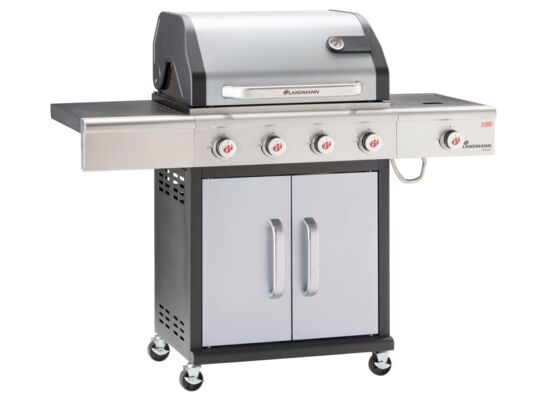 Grill gazowy TRITON 4 14 kW z palnikiem bocznym srebrny