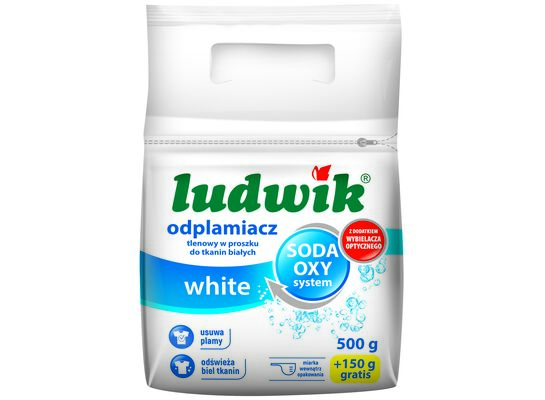 Odplamiacz tlenowy do tkanin białych 500g + 150g LUDWIK