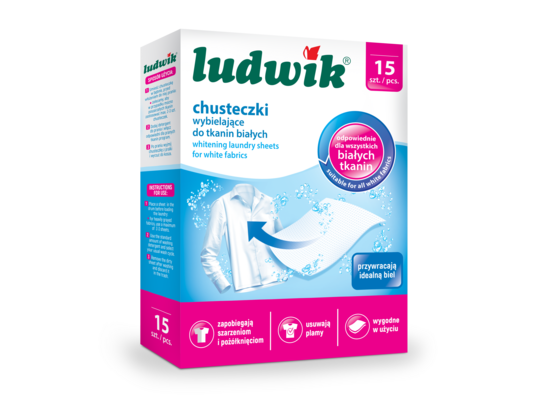 Chusteczki wybielające do tkanin białych 15 sztuk Ludwik