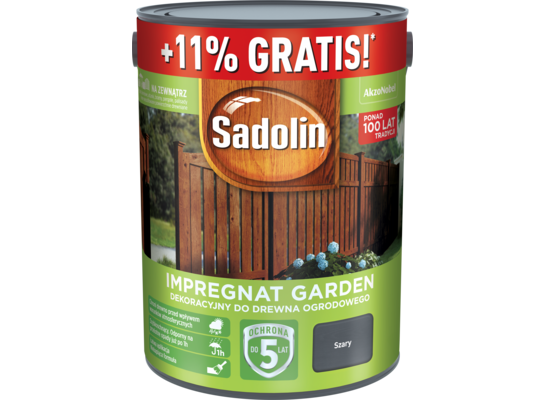 Impregnat dekoracyjny do drewna ogrodowego Sadolin Garden Szary 5,55 l