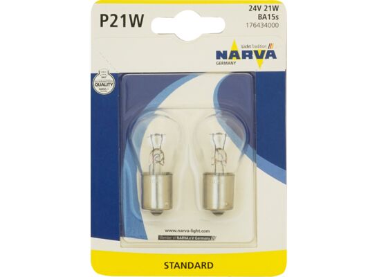 Zestaw żarówek samochodowych P21 W BA15s 12 V blister NARVA