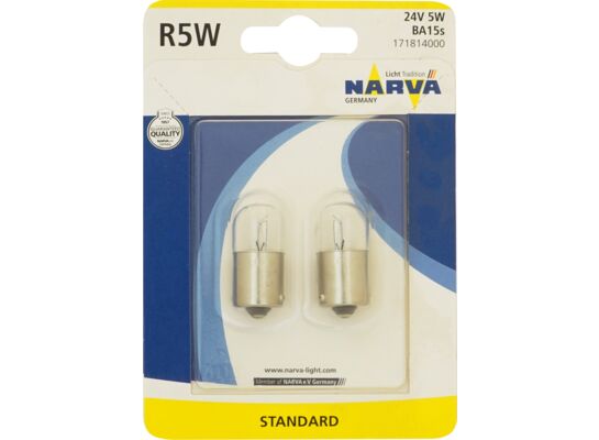 Zestaw żarówek samochodowych R5 W BA15s 12 V blister NARVA