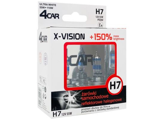 Zestaw żarówek samochodowych H7 12 V X-VISION +150% 4CAR