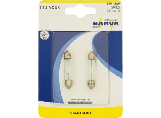 Zestaw żarówek samochodowych C10 W rurki T10.5x43 SV8,5 12 V blister NARVA