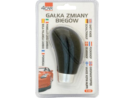 Gałka zmiany biegów skóra czarna 4Car