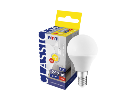 Żarówka LED AMM-E14-G45-3,5W-WW