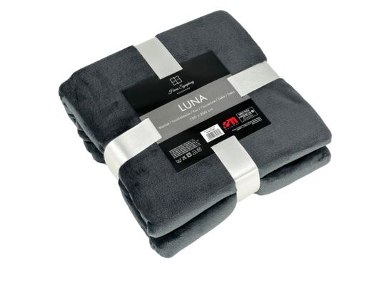 Koc LUNA 150 x 200 cm grafitowy, microfibra flannel 240 g/m2