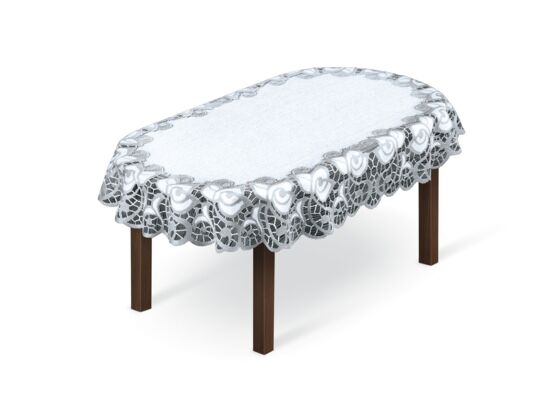 Obrus żakardowy owal 254241/100y 100 x 150 cm biały/szary