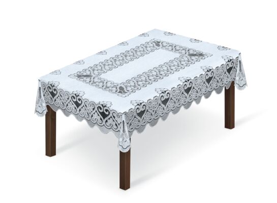 Obrus żakadowy prostokąt 252550/130y 130 x 180 cm biały/szary