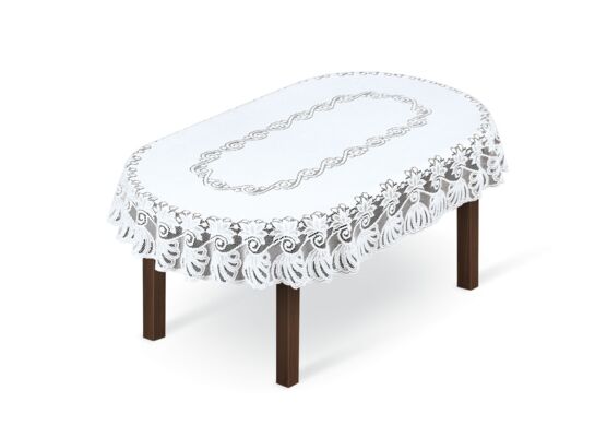 Obrus żakardowy owal 254211/130y 130 x 180 cm biały