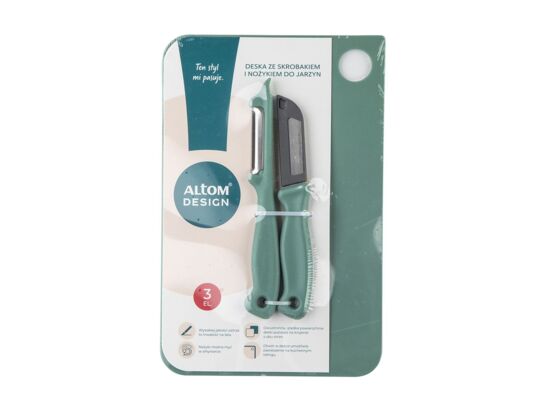 Deska 24 x 16 cm ze skrobakiem i nożykiem do jarzyn 6 cm zielona