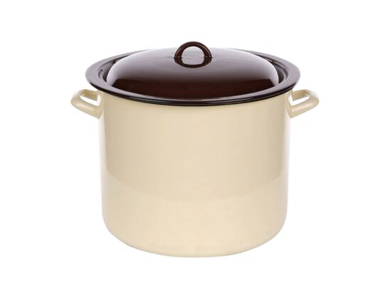 Garnek prosty 16,6 l śr. 30 cm wys. 25,2 cm krem/ciemny środek z pokrywą