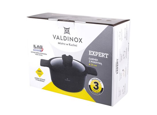 Garnek 24 cm z pokrywą 4,5 l Valdinox expert
