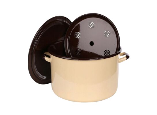 Garnek do gotowania słoików 13,6 l śr. 30 cm wys. 20 cm krem/ciemny środek z pokrywą