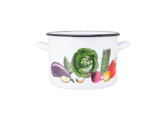 Garnek prosty 2,2 l śr. 16 cm wys. 12 cm dek. warzywa
