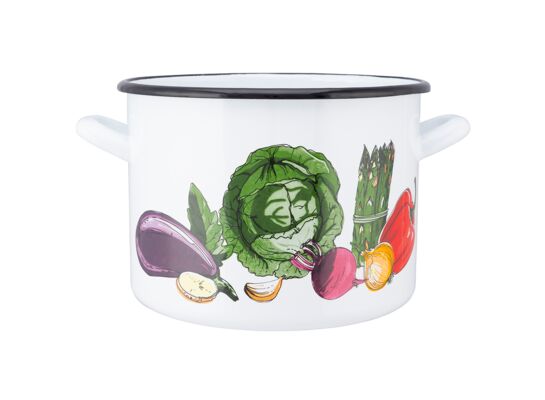 Garnek prosty 7,5 l śr. 24 cm wys. 17 cm dek. warzywa