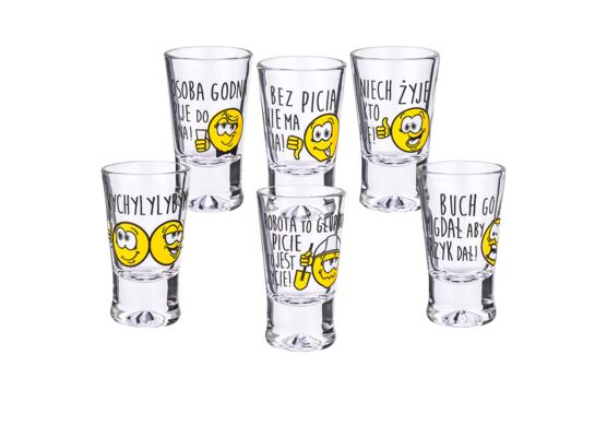 Komplet 6 kieliszków do wódki Humor buźki 25 ml