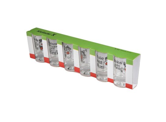 Komplet 6 kieliszków do wódki Humor toasty 25 ml