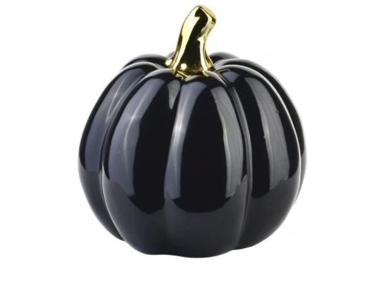 Figurka ceramiczna dynia HTC9260 12,5 x 12,5 x 13 cm czarna