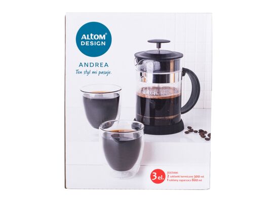 Zestaw Andrea zaparzacz 800 ml + 2 x szklanka termiczna 300 ml