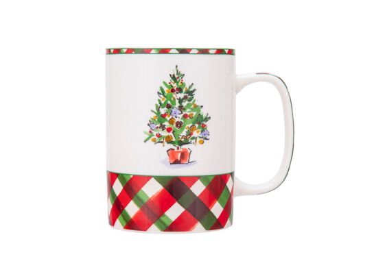 Kubek prosty NBC 380 ml klasyka Świąt choinka