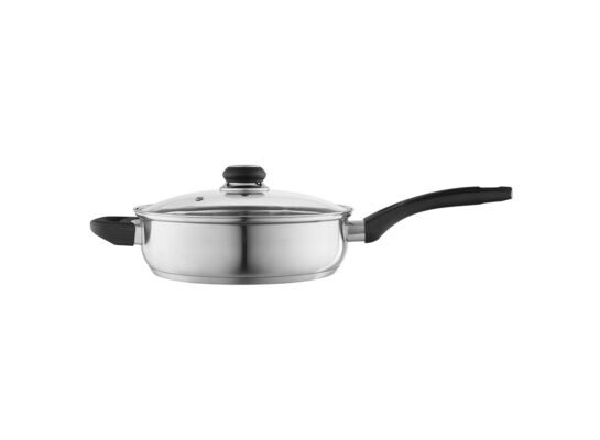 Patelnia nierdzewna 2,8 l 24 cm z pokrywą szklaną EMILIO