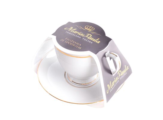 Filiżanka do kawy 220 ml ze spodkiem 15 cm klasyka złota linia MariaPaula