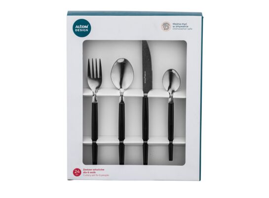 Komplet 24 sztućców w COLOR BOX czarny