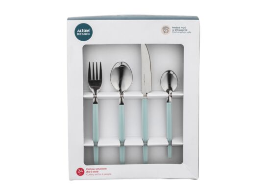 Komplet 24 sztućców w COLOR BOX szałwiowy