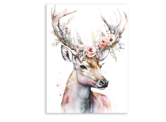 Obraz Canvas 60 x 80 cm ST701 Deer & flowers