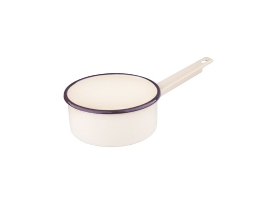 Rondel emaliowany z trzonkiem 1,0 l śr. 14 cm wy. 7 cm krem