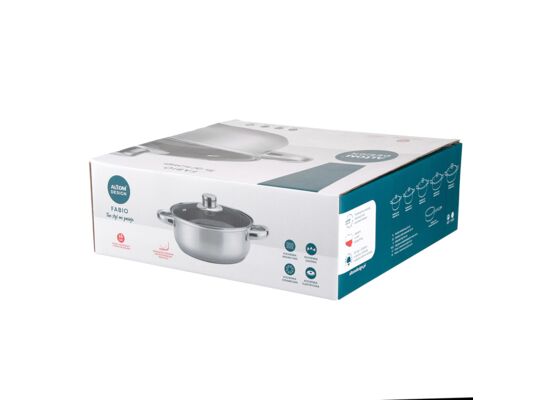 Rondel nierdzewny Fabio 3,5 l 26 cm z pokrywą szklaną