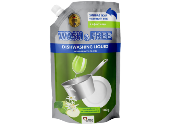 Płyn do mycia naczyń zielone jabłko i ekstrakt z szarotki alpejskiej 500 g zapas WASH&FREE