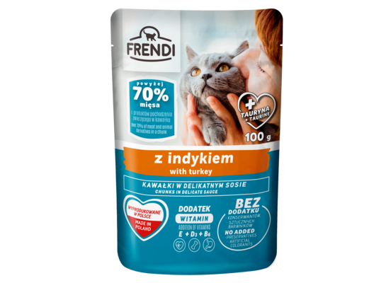 Karma dla kota kawałki w sosie z indykiem 100 g Frendi