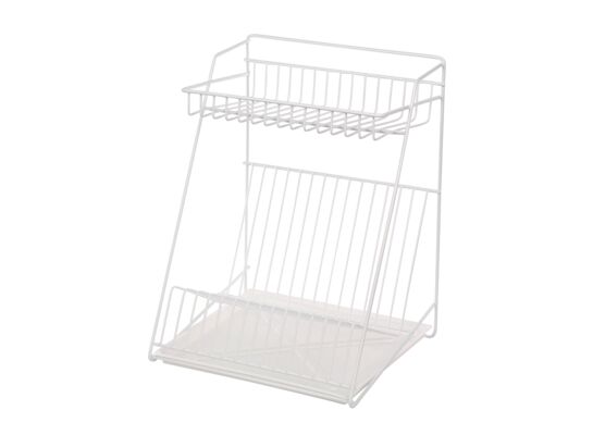 Suszarka do naczyń 2-poziomowa 30 cm biała z tacką